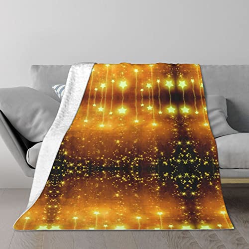 Yellow Brown Stars Printed Throw Blanket Ultra-Soft Fuzzy Blanket Warm Blanket Fluffy Reversible Blanket For Bed And Couch #TOP11