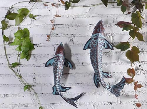 CLYB Set of 2 Koi Fish Decor Outdoor Statues Sculptures Antique Copper Garden Pond Fishes Art Metal Koi Fish Statue Outside Garden Décor Ornaments for Outdoors,Patio,Yard,Lawn,Pond,Home Decorations - Image 3