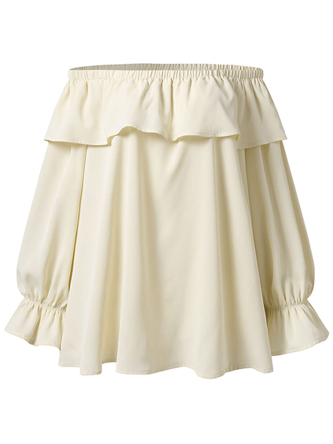 Générique Femmes Sexy Hors épaule Blouses été Flare à Manches Longues Couleur Unie Tunique Hauts Dames Hauts à Volants