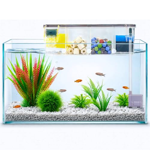 Image of Buraq Multifunctional External Waterfall Aquarium Filter with Bio-Wheel, 3-Stage Filtration, Silent Pump, Fits 2 Ft to 2.5 Ft Fish Tanks (BL - 773 W | 10W | 700 L /HR)