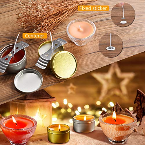 Pajaver Kerzenherstellung Zubehör, Kerzen Selber Machen Set, 50 Kerzendochte für Kerzen und Docht Aufkleber, 4 Kerzenglas, 2 Docht Zentrierung Gerät , 1 Wasserbad-Schmelzschale Kein Sojawachs - Image 5