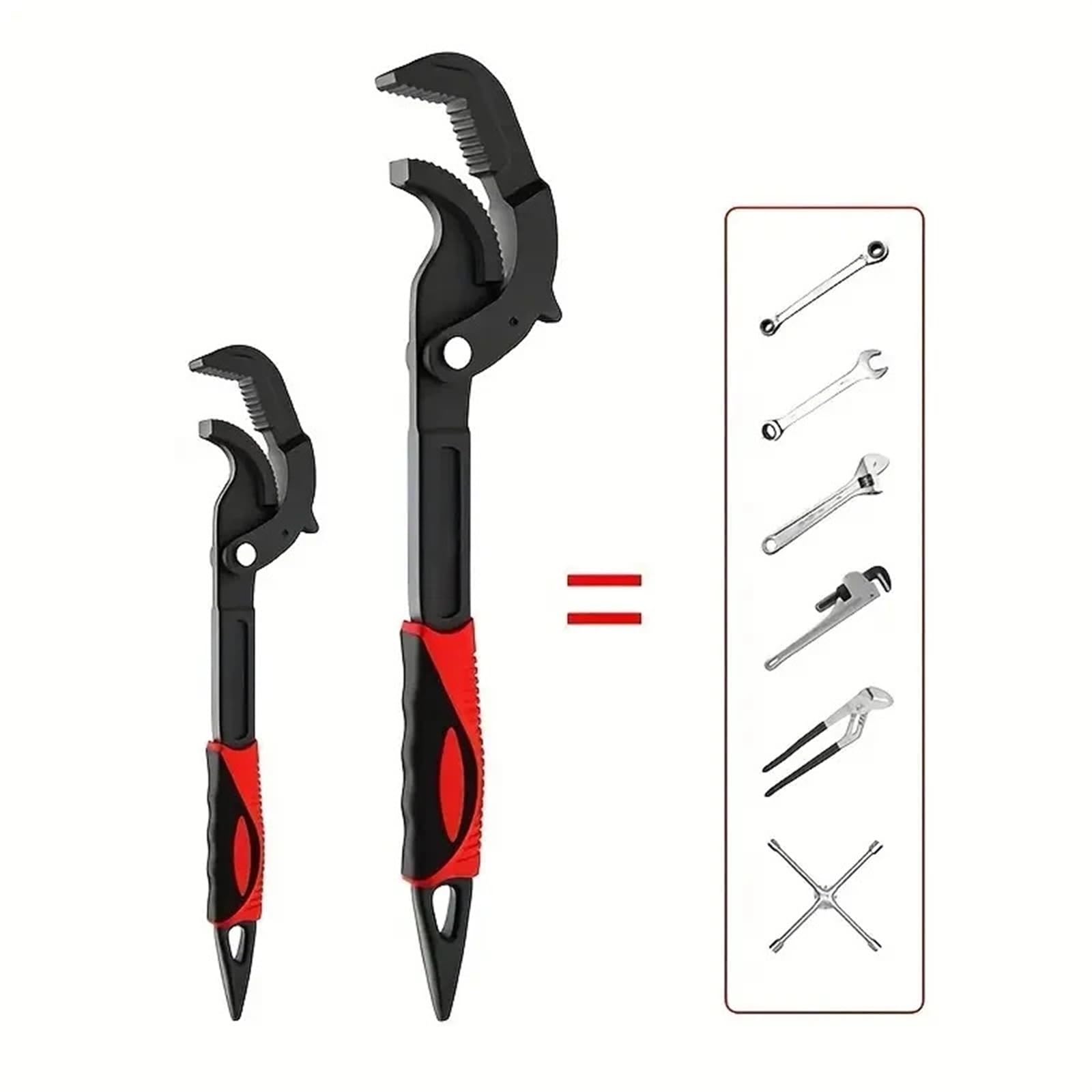 Wielofunkcyjny klucz do rur z uchwytem automatycznym Metalowy klucz samonastawny Zestaw narzędzi kombinowanych z szybko otwierającym się kluczem do rur (Size : Large)
