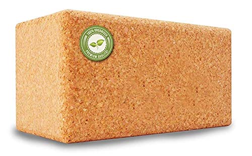 AMITYUNION Yoga Block Kork 100% Natur - 23 x 14 x 9 cm Joga Klotz für Anfänger Meditiation & Pilates, Zubehör Set Hilfmittel, Rücken, Nachhaltig OHNE Schaumstoff Blockaden Training, Yoga Blocks 90 mm