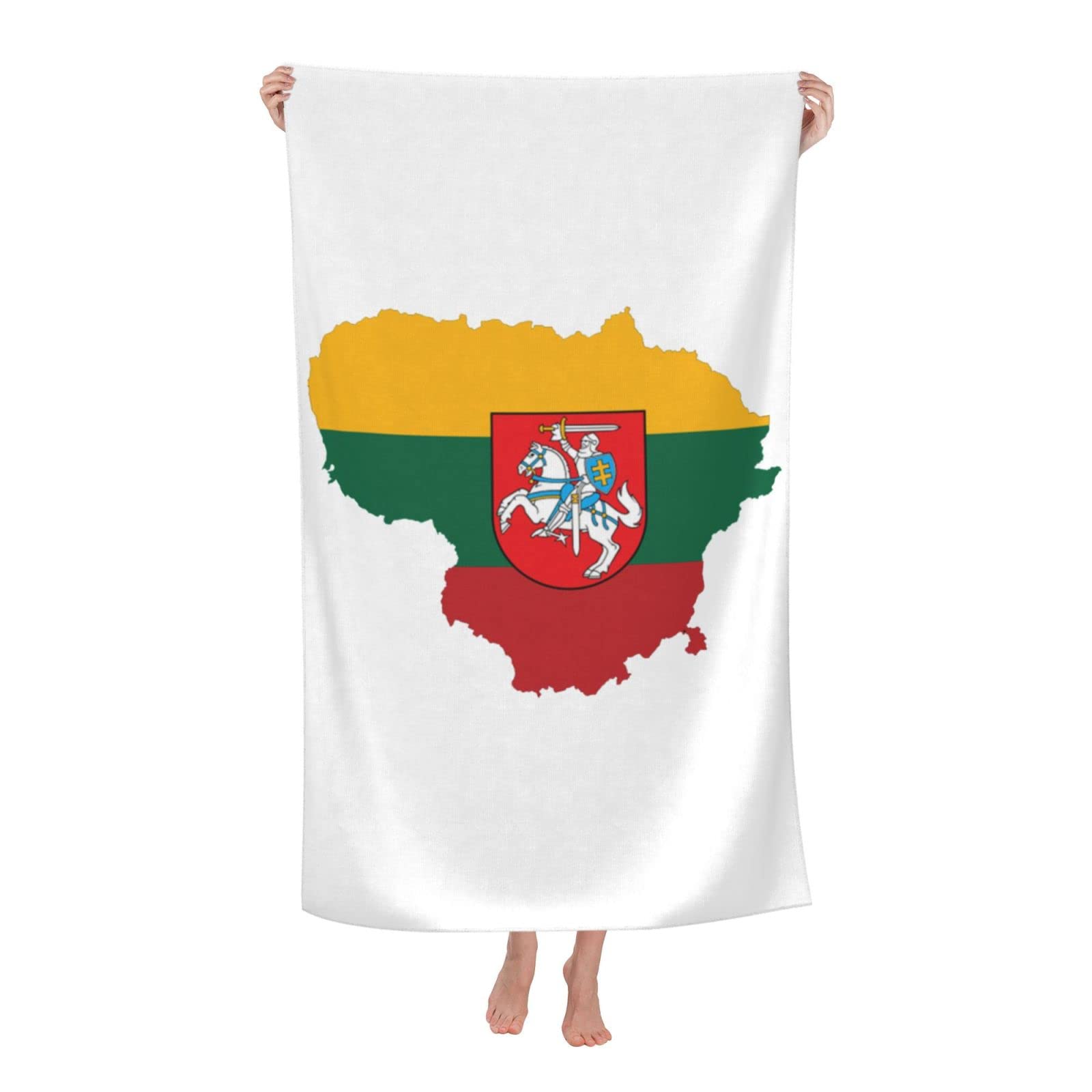 Beach Towel Lithuanian Flag Cosy Bath Towel Hair Drying Microfiber Washcloths For Shower Gym Camping,80X130Cm