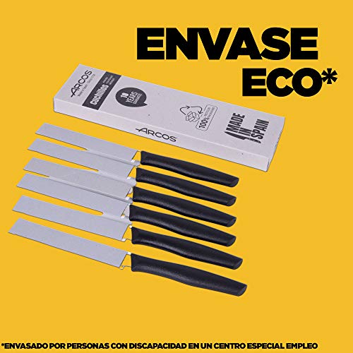 Miniatura 7 de Arcos Juego Cuchillos Carne Cuchillo Chuleteros Cuchillos Carne Cuchillos Mesa 6 Uds Hoja 110 Mm Acero Inoxidable Mango Nylon Apto Lavavajillas Envase Ecológico Filo Serrado