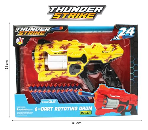 Image of Thunder Strike Super Toy Gun for Kids with 24 Safe Soft Foam Bullets | Toys for Kids, Teens & Adults, Outdoor Toys for Boys and Girls Ages 8+ (Any Color)