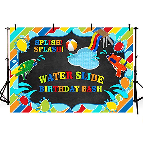 MEHOFOND Water Slide Birthday Backdrop