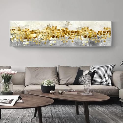 Peinture sur toile arbre aux pièces d'or art mural chic design moderne sans cadre