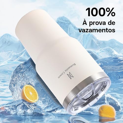 Copo Térmico de Aço Inoxidável 591ml, com Canudo e Tampa, Garrafa Termica Isolada a Vácuo Copos Garr