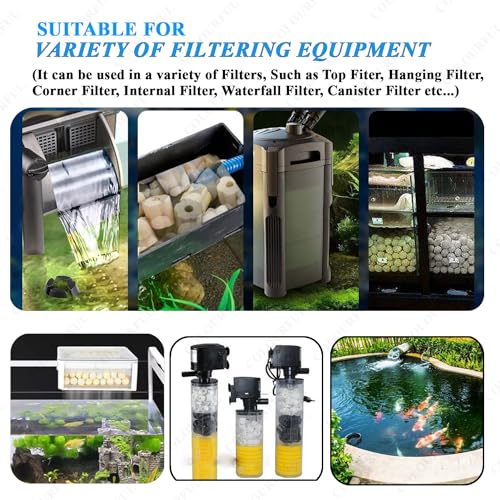 Image of COLOURFUL - Filter Media for Water Quality & Healthy Fish Tanks | 150g Yellow Bacterial Ball + 150g Red Breathing Ring + 150g Small Colour Quarz Ball, (3 in 1 Filter Media with Net Bag, Combo-1)