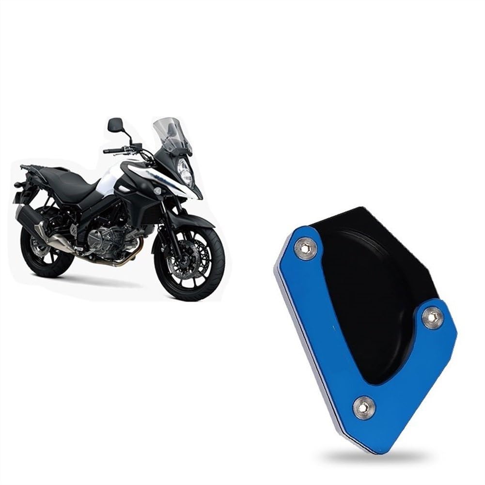 Piastra per cavalletto per Moto Moto Laterale Piede Basamento Pad Piastra Cavalletto Ingrandire Supporto Estensione per Suzuki V-Strom 650 DL650 VSTROM DL 650 2004-2021 (Colore : Blu)