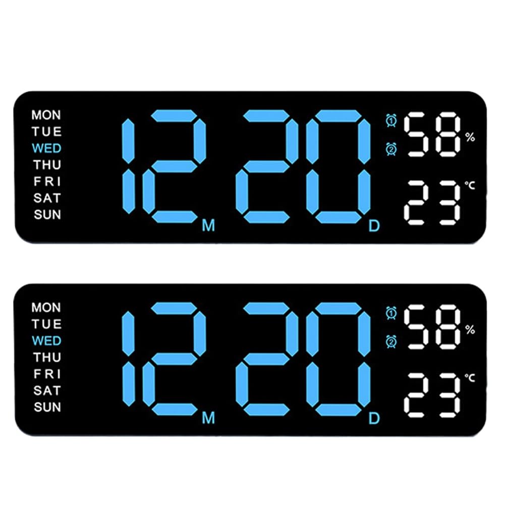 Despertador digital de gran pantalla con alarma y soporte dual para mesa o pared