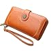 Produktbild Longra Damen Vintage Leder Geldbörse Handytasche, Phone Case Hülle Geldbörse Clutch Bag Damen Lang Geldbeutel Multifunktionale Portemonnaie Groß Geldtasche Handtasche für iPhone Smartphone (Brown)