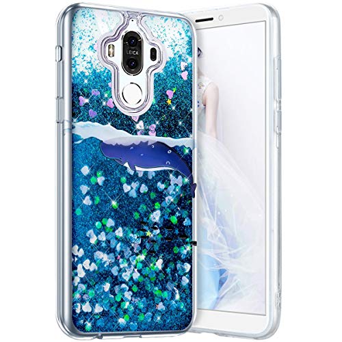 Robinsoni Case Compatible with Huawei Mate 9 Phone Cover Flexible Huawei Mate 9 Case Silicone TPU Case 3D Liquid Floating Cover Sparkle Bling Cover Shockproof Case Bumper Case Whale 1