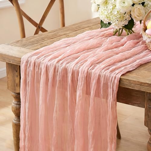 Pink Cheesecloth Table Runner, 10FT Dusty Pink Boho...