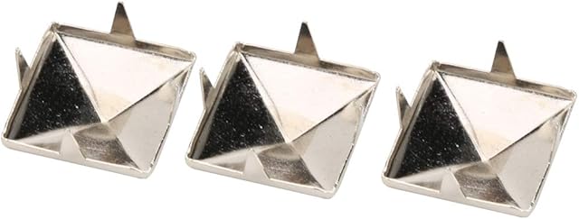 100Pcs 100mm-15mm Four Jaw Rivets Spikes Studs Metal Punk Spikes Spots Square Pyramid Studs for Punk Craft Leather Clothing Shoes Decoration (15mm-Silver)