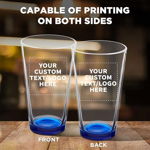 Custom Pint Glass 16 oz. Set of 10, Personalized Bulk Pack - Beer Glasses, Heavy Duty Drinkware - Blue - Thumbnail 6