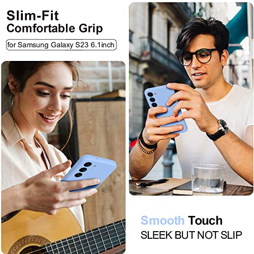 Tisoog Compatible With Samsung Galaxy S23 Case 6.1 Inch-Silicone Full Cover Shockproof Protective Case With Soft Microfiber Lining Support Wireless Charging Phone Case For Samsung S23,Light Blue #TOP1