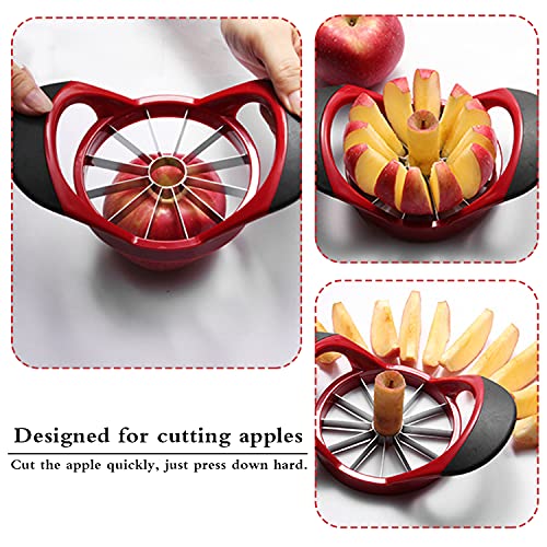 Foto von WELLXUNK® Apfelteiler Cutter, Fruchtteiler mit 12 Klingen, Obstschneider aus Edelstahl, Apfelschneider, Obstschneider mit Kunststoffrahmen und Silikongriff ideal für Äpfel und Birnen