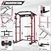 Major Fitness Power Cage, PLM03 All-in-One 1400lbs Multi-Function Power Rack with Adjustable Cable Crossover System and Exercise Machine Attachment(Red)
