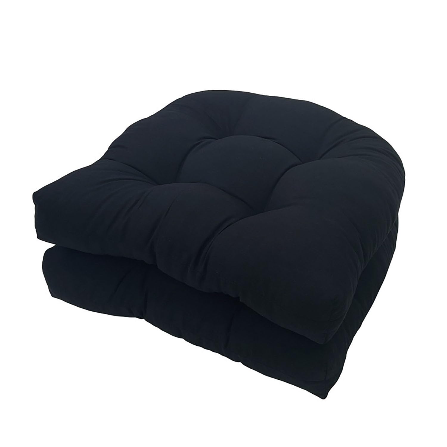 Outdoor Chair Cushions Set Of 2 U-Shaped Garden Chair Seat Cushion 19'' X 19''Patio Wicker Overstuffed Seat Pad Loveseat Mats For Indoor Outdoor Furniture,Black