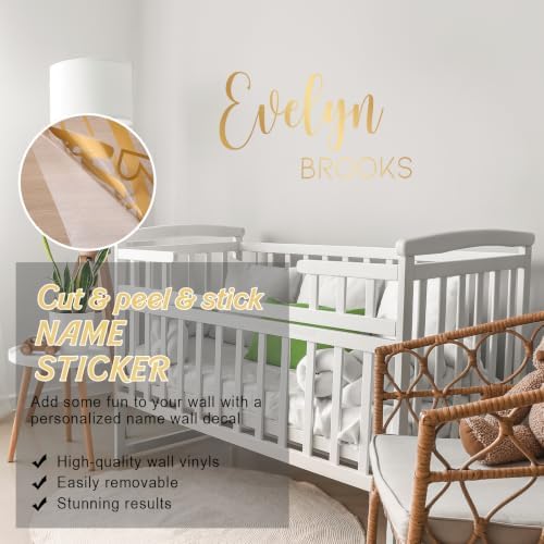 Boao Personalized Name Wall Decal Large Cursive Letter Stickers Big Alphabet Custom Stickers Nursery Wall Decal for Backdrop Bedroom Home Classroom DIY(Complete Name Chic,Gold,Extra Large) - 4