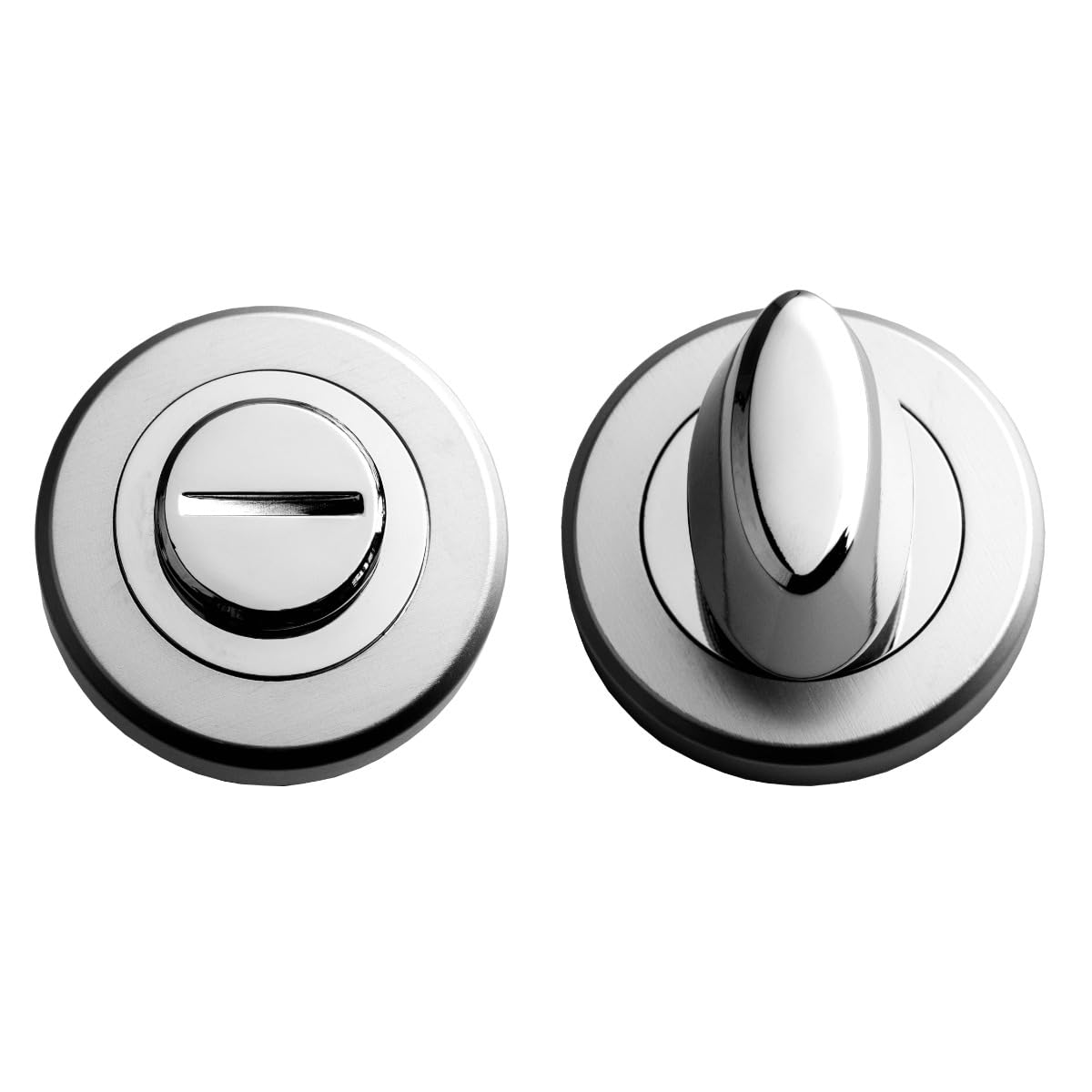 Kooples Hardware Thumbturn and Release on Rose for Bathroom WC Door Brushed Privacy Lock with Emergency Access (Polished Chrome/Satin Chrome, Boxed) — image 1