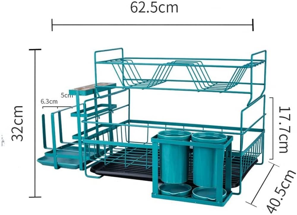 Dish Drainers Dish Drainers Dishes Drying Rack Drain Rack Dish Rack Multifunction Kitchen Storage Rack Wrought Iron Baking Paint Dish Drainers -Green