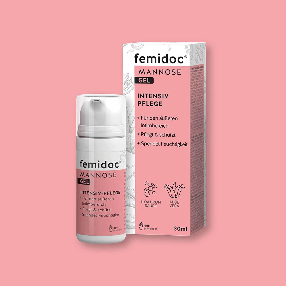 femidoc Mannose Gel 30 ml, Intensivpflege für den äußeren Intimbereich, 100% natürlich mit D-Mannose, Aloe Vera, Hyaluron und Milchsäure