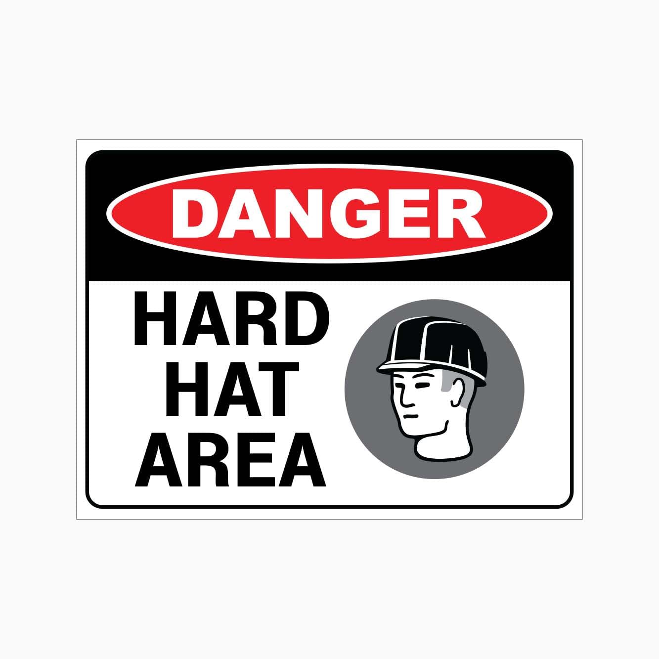 DANGER HARD HAT AREA Sign Workplace Metal Tin Sign 8 x 12 inch for Industrial & Commercial Series