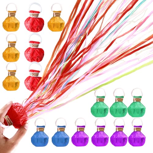 14 Stück Luftschlangen Geburtstag, Wurf Luftschlangen mit 20 Bändern, Konfetti Kanone für Partys, Karneval und Feste, bunte Farben für fröhliche Atmosphäre, Geeignet für Geburtstagsfeier
