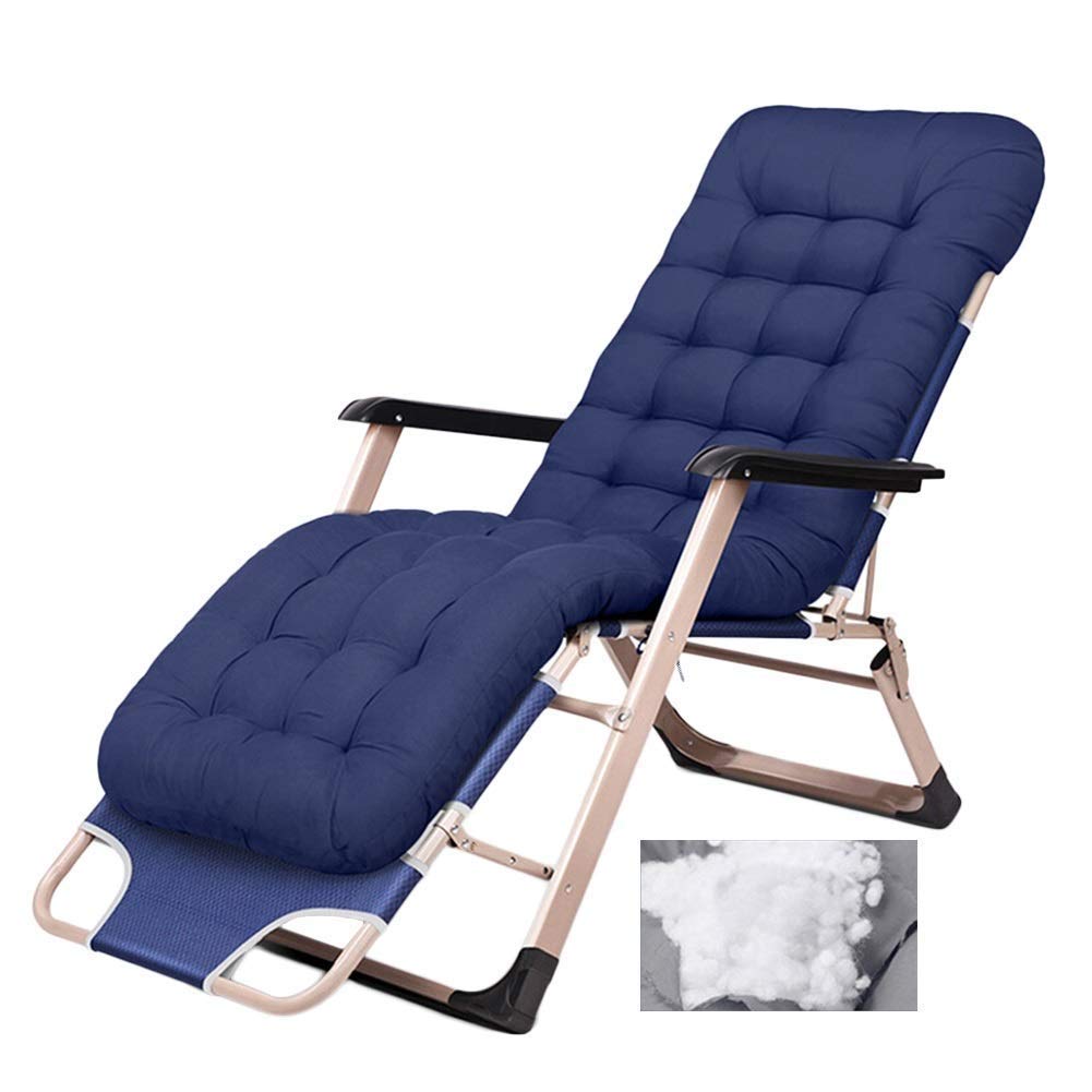 Chaises de patio pliantes bleu azur avec coussins et structure de jardin robuste 200kg