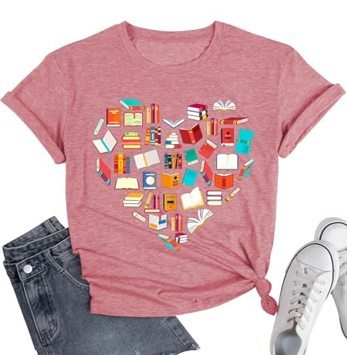 Image of Book Shirts for Women Reading T Shirts Teacher Shirt Book Lovers Tee Reading Rainbow Shirt Library Shirt