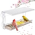 SUNALLY Window Bird Feeder for Outdoors, Clear Bird Feeders Window Mounted with Strong Suction Cups, Transparent Bird House Outside Wild Bird Watching for Garden, Yard, Elderly Kids Viewing