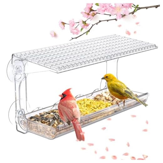 SUNALLY Window Bird Feeder for Outdoors, Clear Bird Feeders Window Mounted with Strong Suction Cups, Transparent Birds House Outside Wild Watching for Garden, Yard, Elderly Kids Viewing