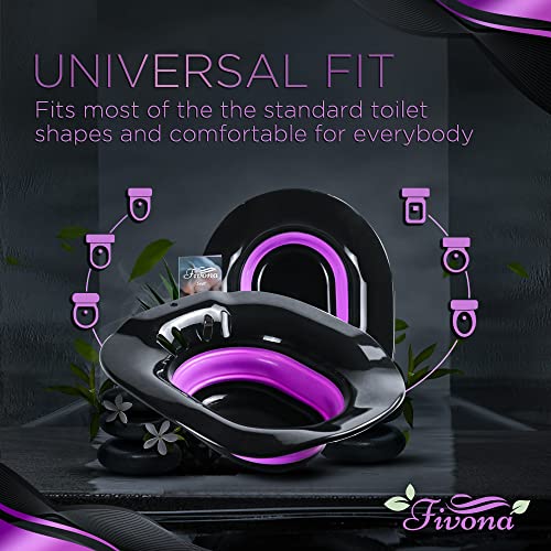 Fivona Foldable Yoni Steam Seat For V Steaming And Sitz Bath Soaking - Special Black Line Over The Toilet Home Perineal Spa For Postpartum And Hemorrhoids Care #TOP2