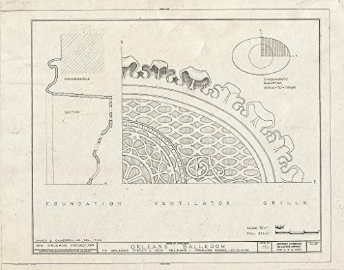 Historic Pictoric : Blueprint HABS LA,36-NEWOR,85- (Sheet 6 of 6) - Orleans Ball Room, 717 Orleans Street, New Orleans, Orleans Parish, LA 24in x 18in