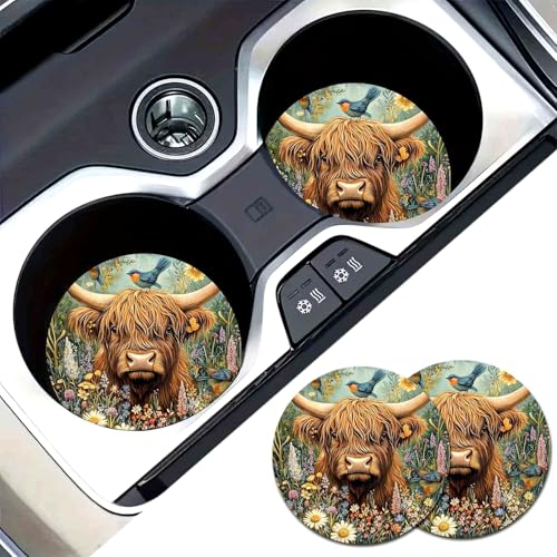 Portavasos de coche Highland Cow 2 piezas miniatura 4