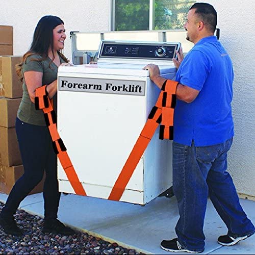 Forearm Forklift Extended Length 4-Loop, Lifting And Moving Straps For Furniture, Appliances, Mattresses Or Heavy Objects Up To 800 Pounds, 2-Person, Orange/Black, Model Ffbem #TOP6