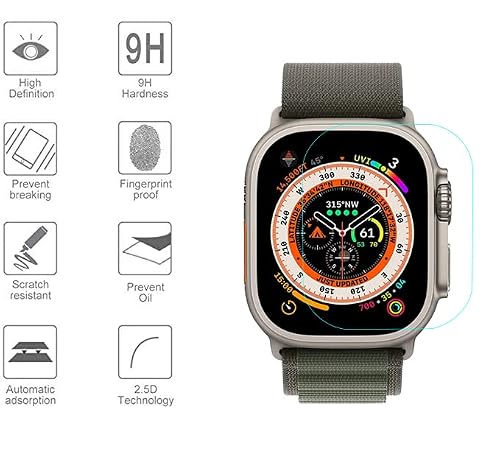 3-Pack For Apple Watch Ultra[49Mm] Screen Protector Tempered Glass For Apple Watch Ultra Smartwatch [2.5D 9H Hardness][Anti-Scratch] #TOP1