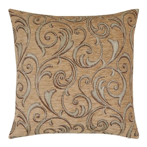pillowerus Chenille Ivy/Floral Pattern California Peach 20"x20" Pillow Cover Throw Sham for Home Decor, Office, Farmhouse, Sofa, Couch, Porch, Patio, Window Seat