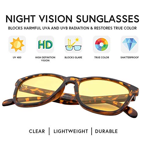 VITENZI Night Vision Glasses for Men and Women Anti Glare Safety for Night Day Driving HD Yellow Tinted Sunglasses Turin3