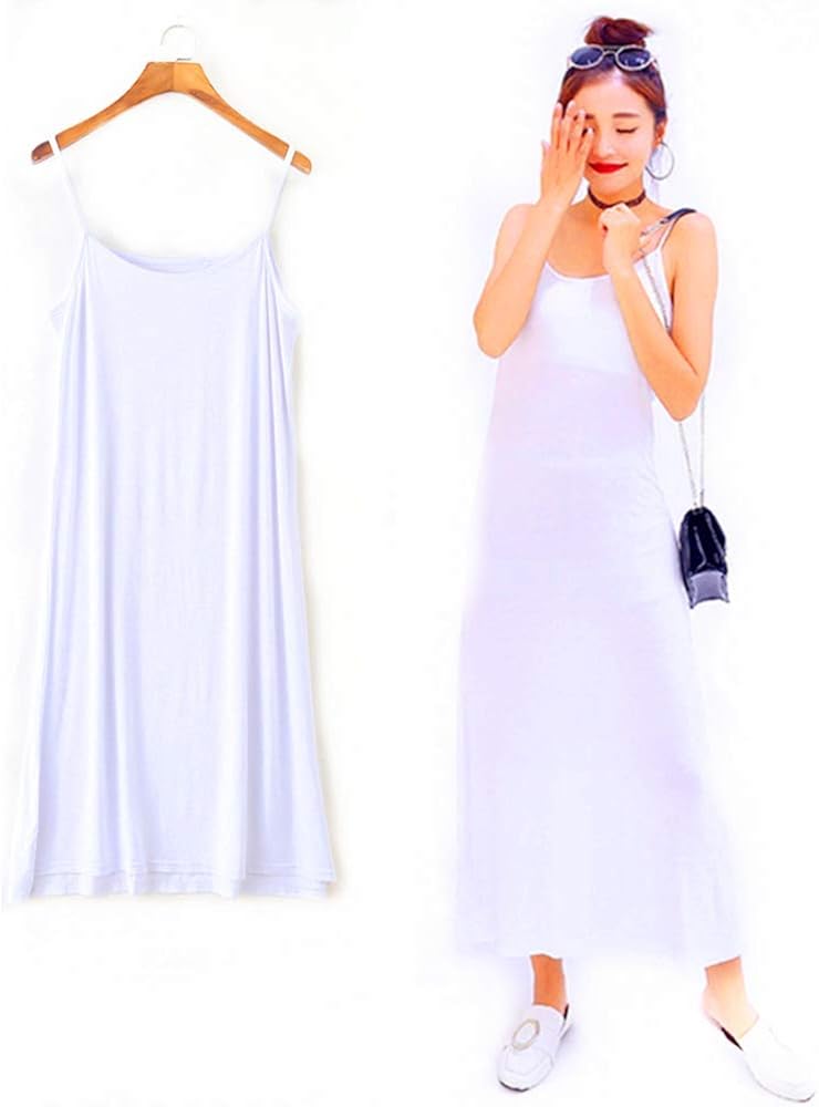 インナーワンピース スリップ レディース ペチコート レディースハーフスリップ タンクトップ ワンピース 静電気防止 透け ない 天然素材 モダール 春夏秋冬 ストレッチ ミニ丈87cm ひざ丈100cm マキシ丈1cm 3丈選べる ｍ ｌサイズ 超人気