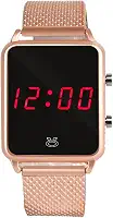 Relógio Analógico à Prova D'Água Dourado Feminino Banhado Inox Digital LED Qualidade Premium Pulseira Silicone Ajustável Presente Mulher
