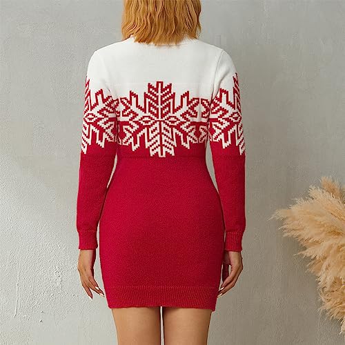 TEKUBAI Suéter de Natal para a família, gola rolê, flocos de neve, suéter de malha feia pulôver, blu