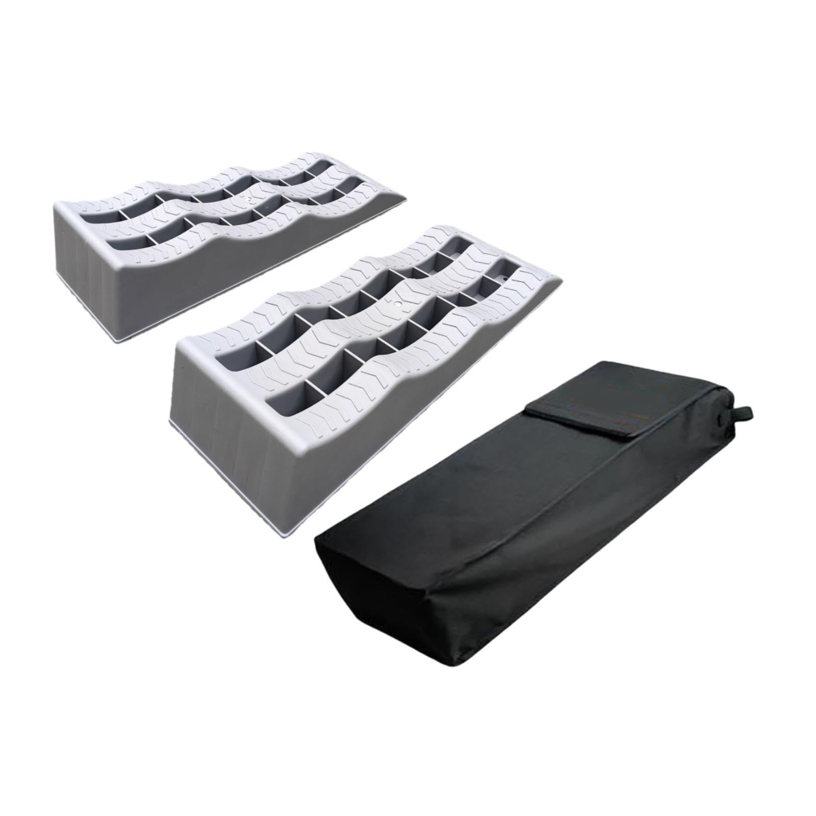 2 Piezas para Neumáticos Calzos Alfombrillas Antideslizantes Protectores de Rueda Material Resistente con Gran Soporte de Carga y Estabilidad, Gris