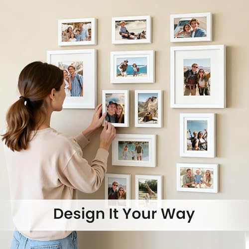 Image of upsimples Picture Frames set of 19, Including 8x10, 5x7, 4x6 White Frame | Multi Picture Frames Collage Wall Decor, Gallery Wall Frame Set, Gift For Christmas, Mothers' day, Wedding, Dorm, Living Room