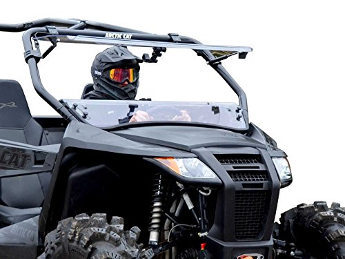 SuperATV Heavy-Duty Scratch Resistant Flip Windshield for 2014+ Arctic Cat Wildcat Trail | 1/4" Thick Polycarbonate that is 250x Stronger than Glass and 25x Stronger than Acrylic | USA Made!