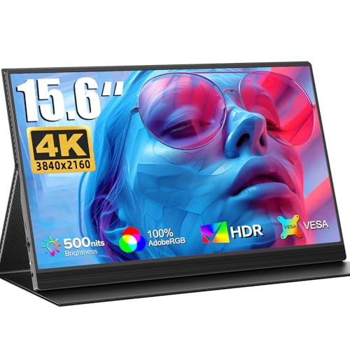 UPERFECT Moniteur Portable 4K 15.6 Pouces 3840x2160 IPS UHD Écran Mat Pour La Protection Des Yeux Avec Port OTG HDMI USB C Pour PC/Laptop/PS4-5/Switch/Xbo/Smartphone, Compatible VESA