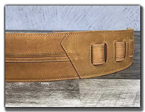 The Original "Straight Up" Full Grain Padded Leather Guitar Strap - For Electric, Acoustic And Bass Guitars By Anthology Gear (3" Width, Tobacco) #TOP3